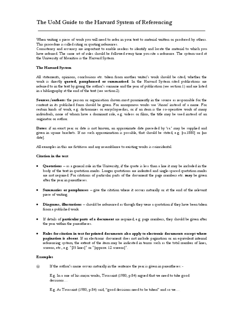 Harvard Referencing System PDF | PDF