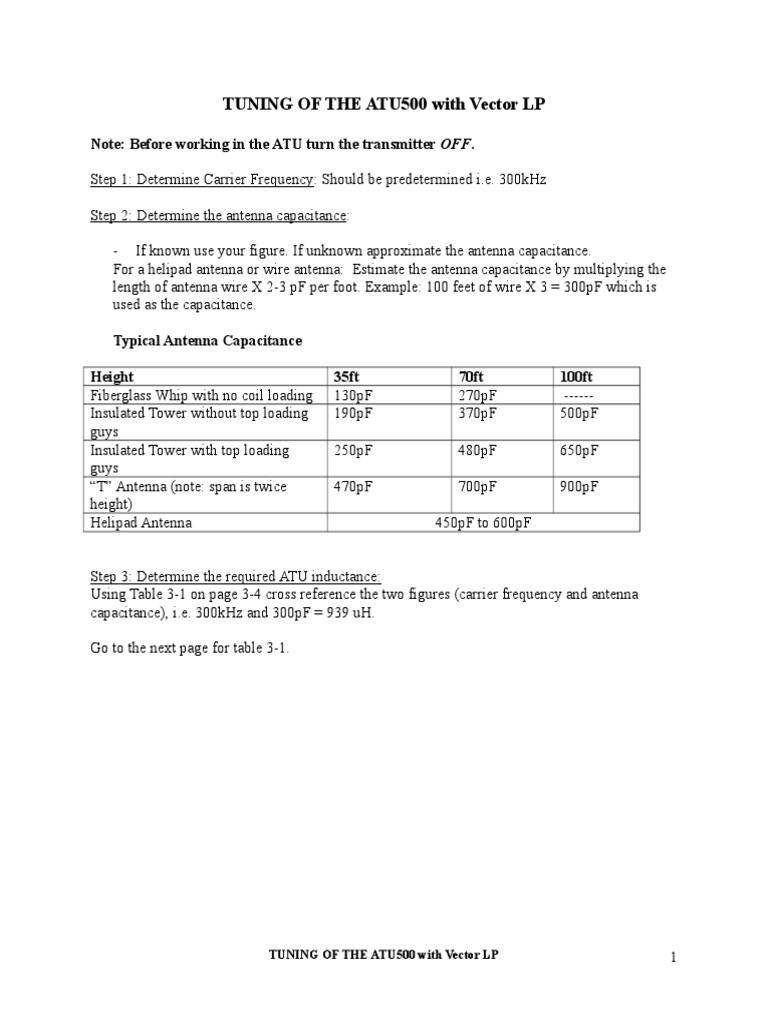 Tuning ATU500 for Optimal Transmission | PDF | Inductor | Transformer
