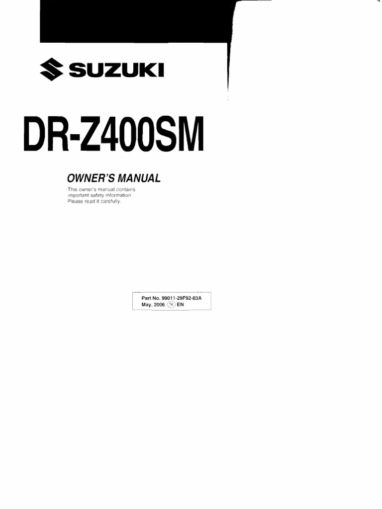 DRZ400SM Manual PDF PDF Motor Oil Gasoline