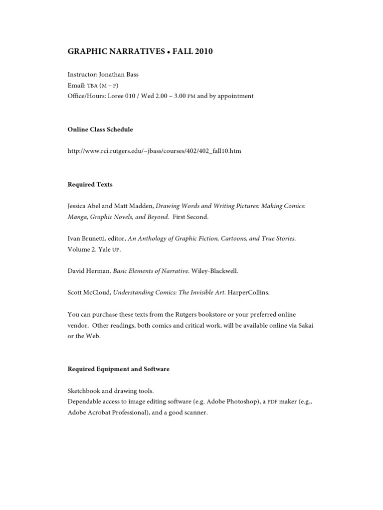 Graphic Narratives Course Guide | PDF | Comics | Plagiarism