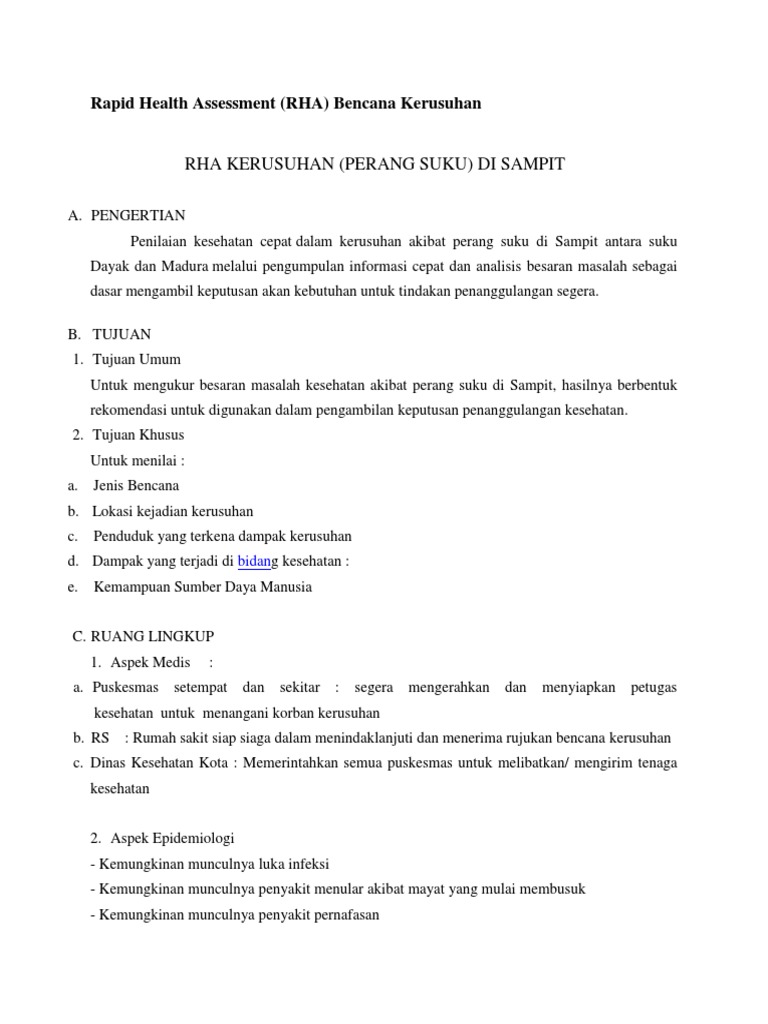 Rapid Health Assessment Contoh Pdf