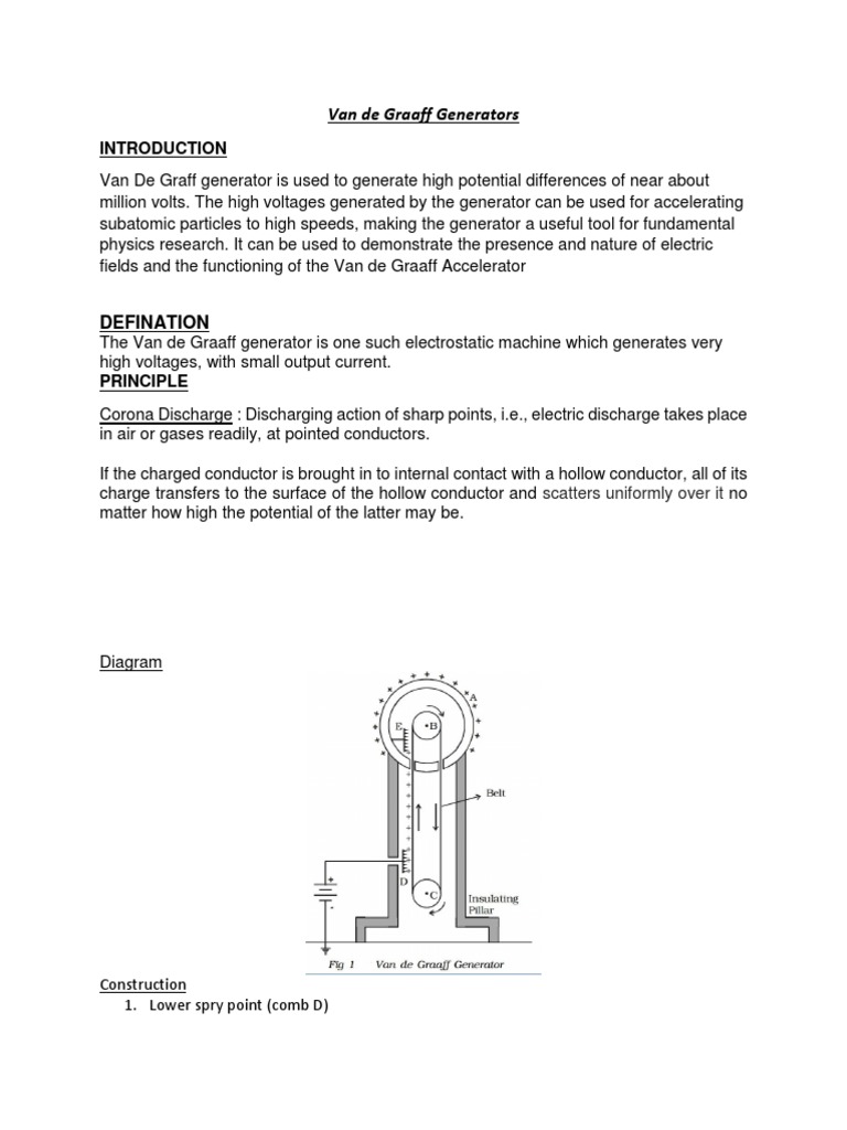Van De Graaff Generators Transformer Physical Quantities