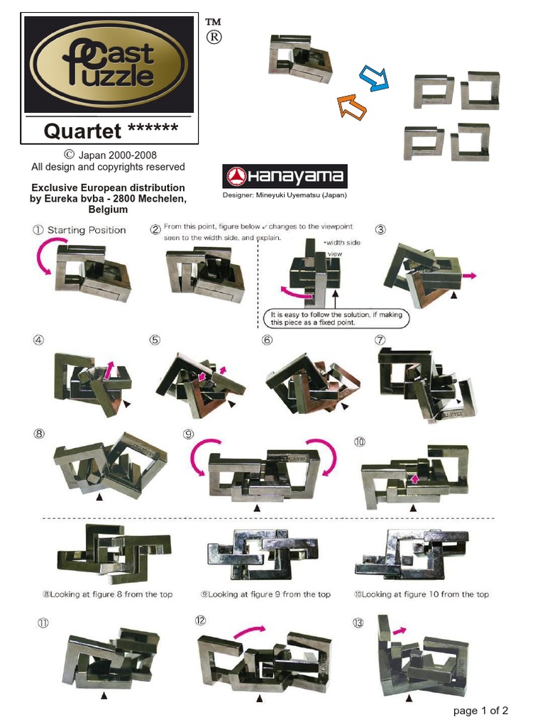 Hanayama Cast Quartet | PDF | Puzzles | Leisure
