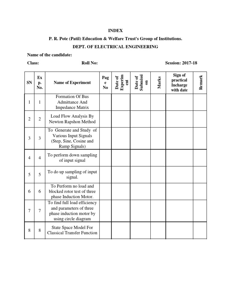 Electrical Engineering Lab Experiments 2017-18 | PDF