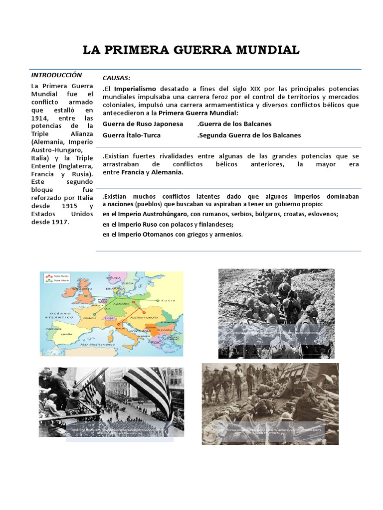 Causas y Consecuencias de la Primera Guerra Mundial | PDF | Primera ...