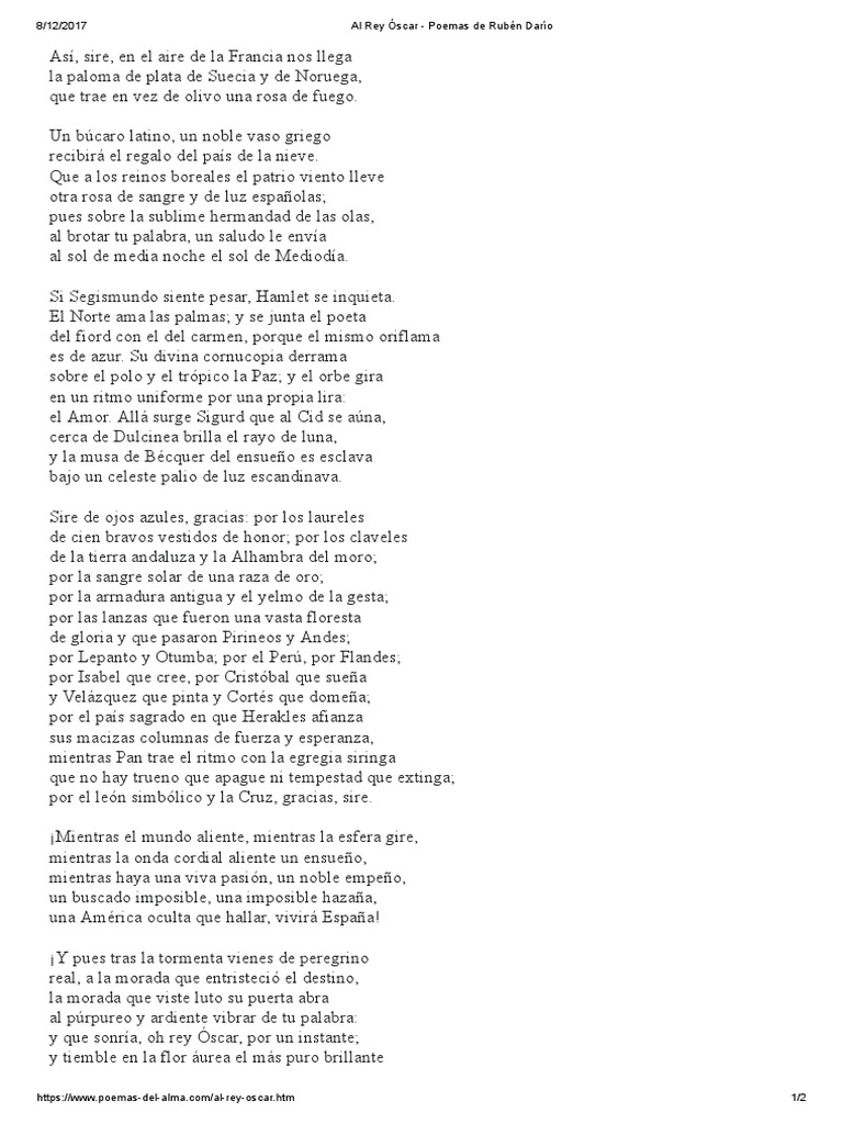 Poema a Rey Óscar de Rubén Darío | PDF | Naturaleza