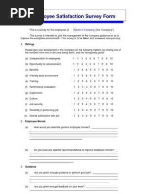 Employee Satisfaction Survey Form