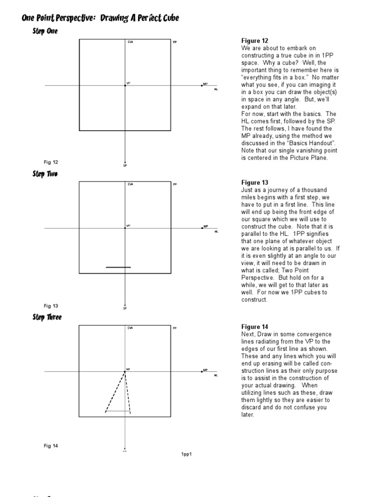 One Point Perspective Cube Guide | PDF | Perspective (Graphical) | Space