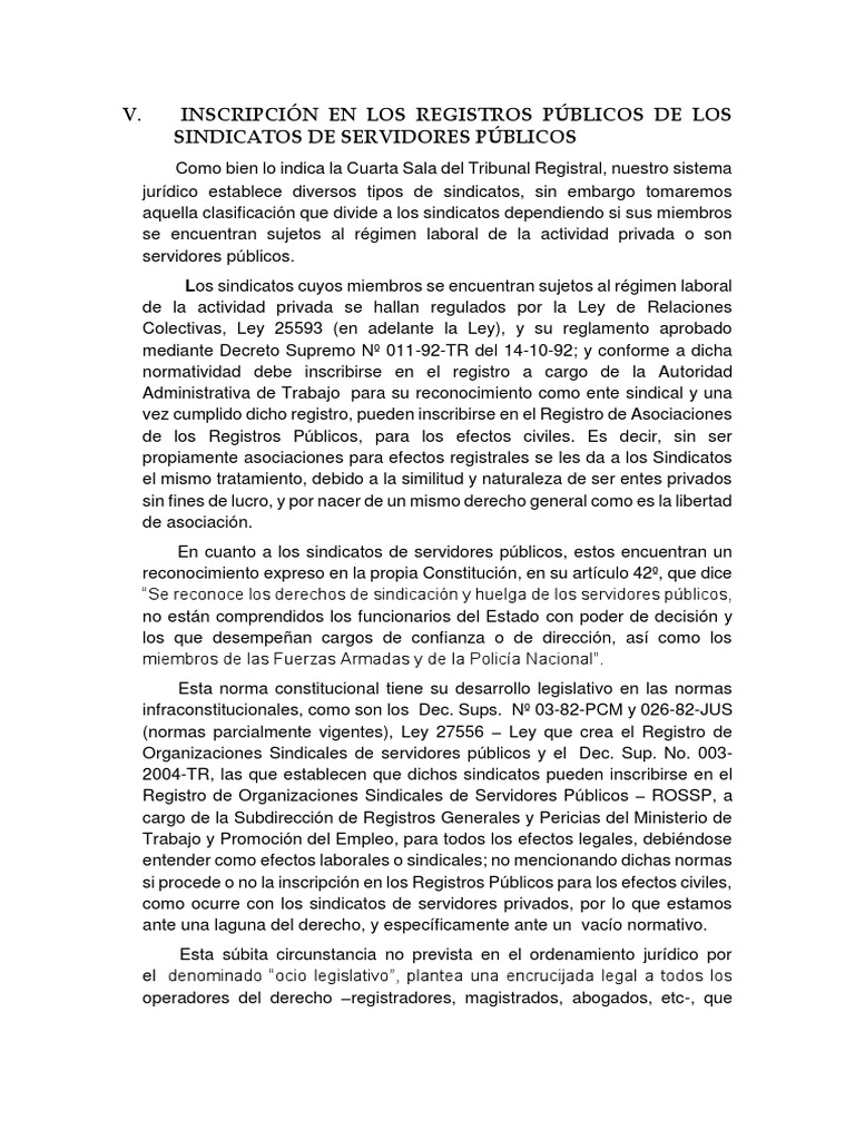 Inscripción de Sindicatos Públicos en ROSSP | PDF | Derecho laboral ...