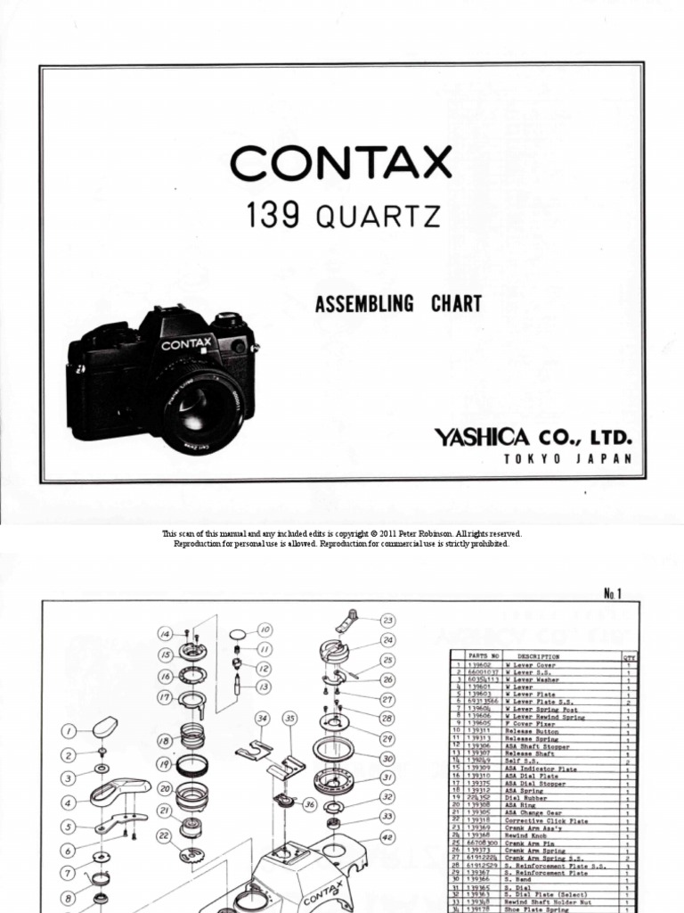Contax 139 Assembling Chart PDF | PDF | All Rights Reserved | Copyright Law
