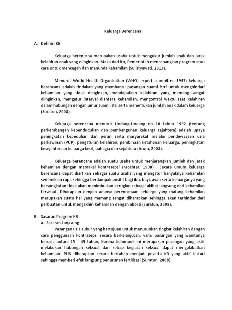 Definisi Dan Sasaran Keluarga Berencana Pdf