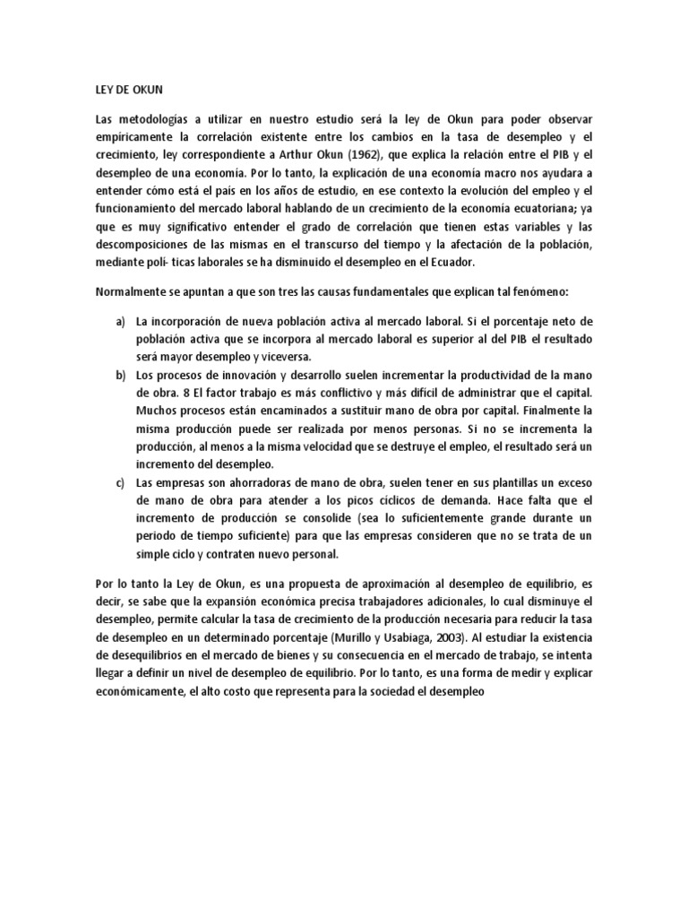 Ley de Okun | PDF | Desempleo | Ciencias sociales
