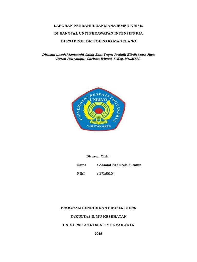 Laporan Pendahuluan Manajemen Krisis