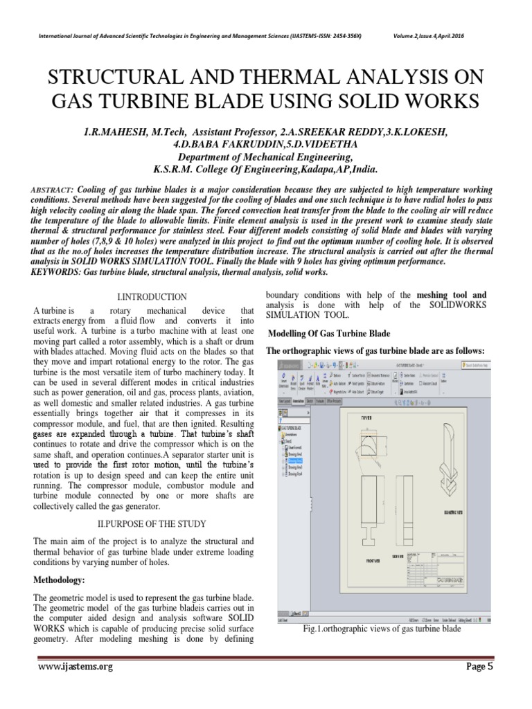 Structural and Thermal Analysis On Gas Turbine Blade Using Solid