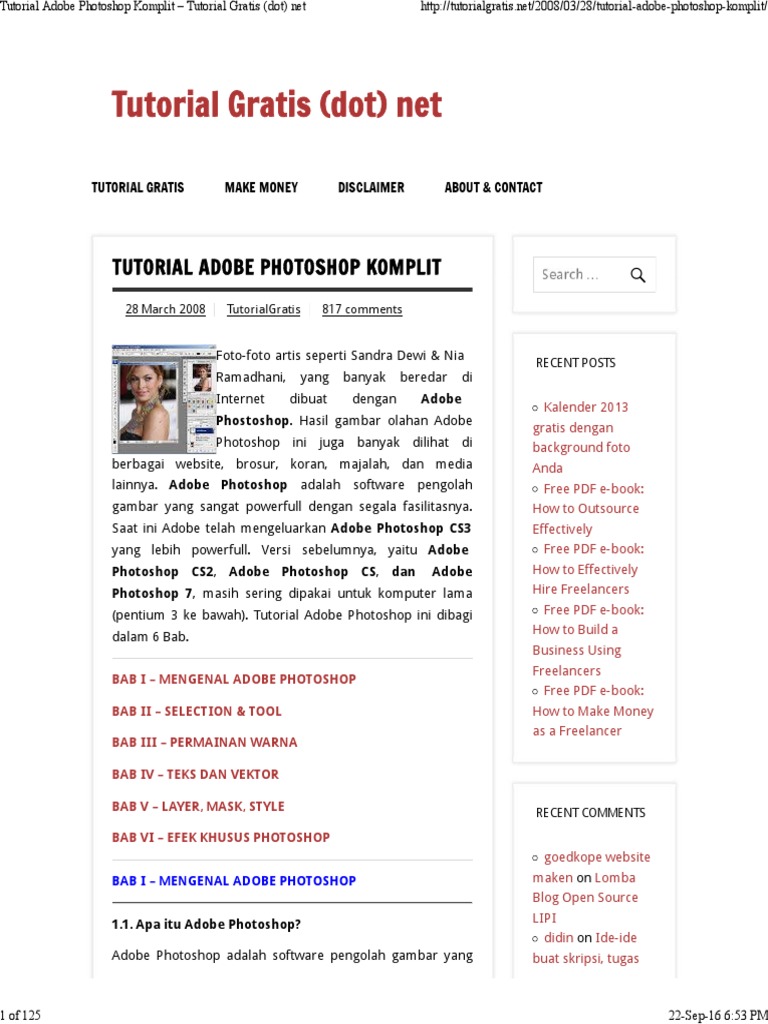 Tutorial Adobe Photoshop Komplit | PDF