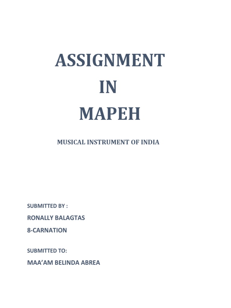 Assignment IN Mapeh: Musical Instrument of India | PDF