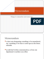 Memorandum: Things To Remember and Some Tips