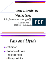 Fats and Lipids in Nutrition: Dr. David L. Gee FCSN 245 - Basic Nutrition
