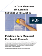 Pelatihan Cara Membuat Pembersih Keramik Hubungi 08155026593