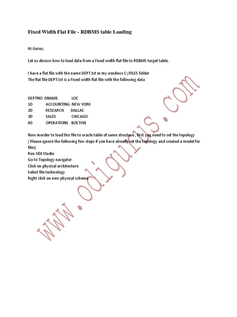 Fixed Width Flat File RDBMS PDF