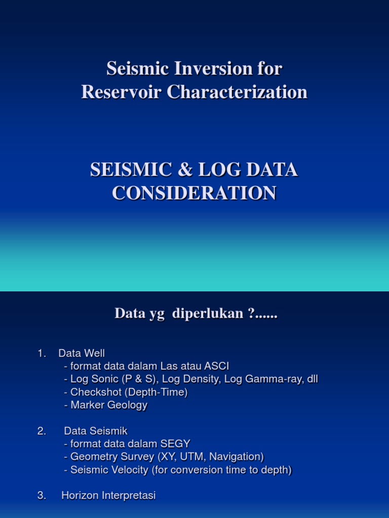 Seismic Inversion for Reservoir Analysis | PDF | Reflection Seismology ...