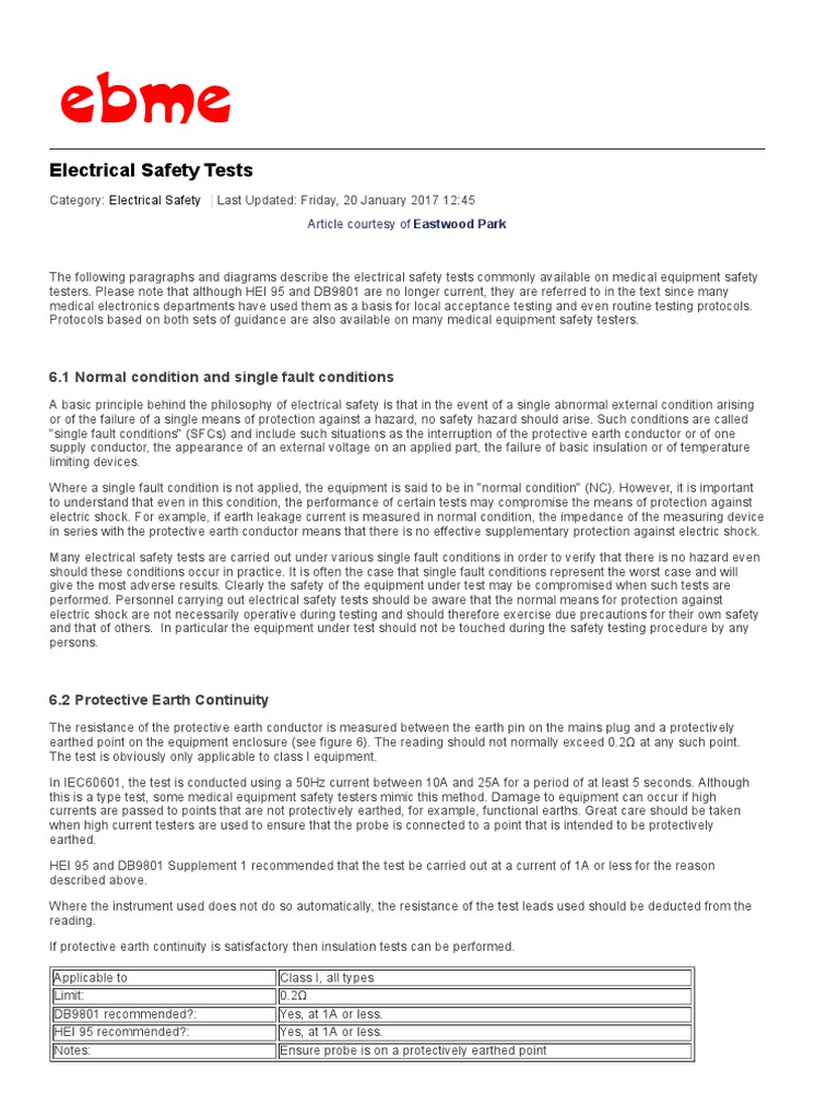 Electrical Safety Tests | PDF | Insulator (Electricity) | Mains Electricity