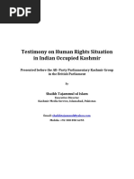 Testimony on HR Situation in IOK by Shaikh Tajammul Islam