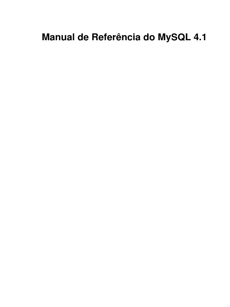 MySQL 4.1 Reference Manual Guide | PDF | Proprietary Software | Databases
