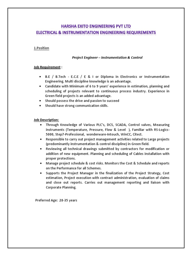 EI Requirements PDF Instrumentation Electrical Substation