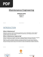 Maintenance Engineering: Anirudh Goyal