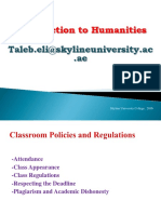 Introduction To Humanities: Taleb - Eli@skylineuniversity - Ac .Ae