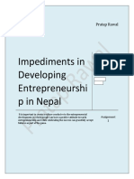 Impediments in Developing Entrepreneurshi P in Nepal: Pratap Rawal