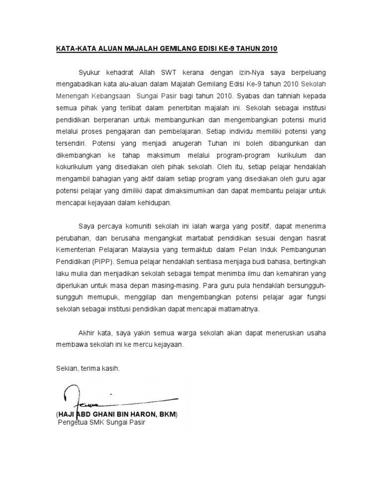 Kata Alu Aluan Majalah Smksp 2010 Pengetua Pdf