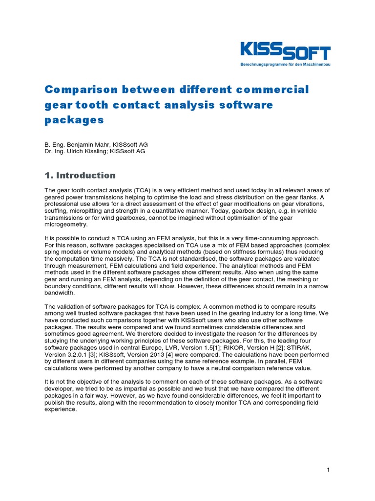 Article Kisssoft Comparison Contact Analysis | PDF | Gear | Finite ...