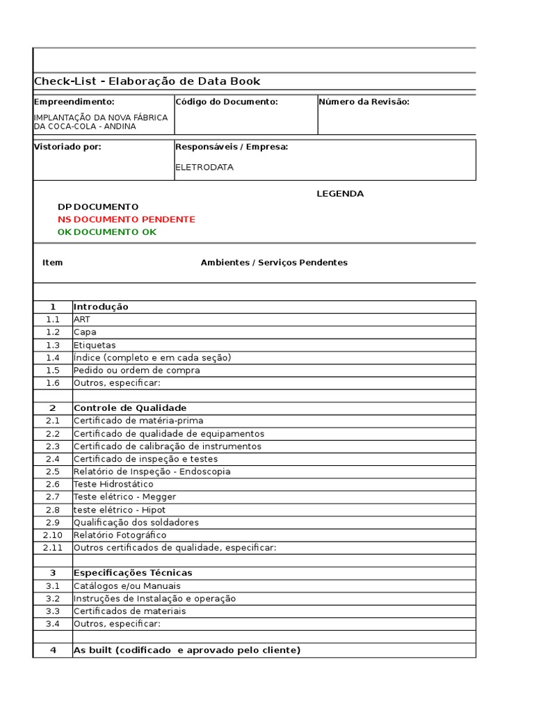 Check List Databook | PDF