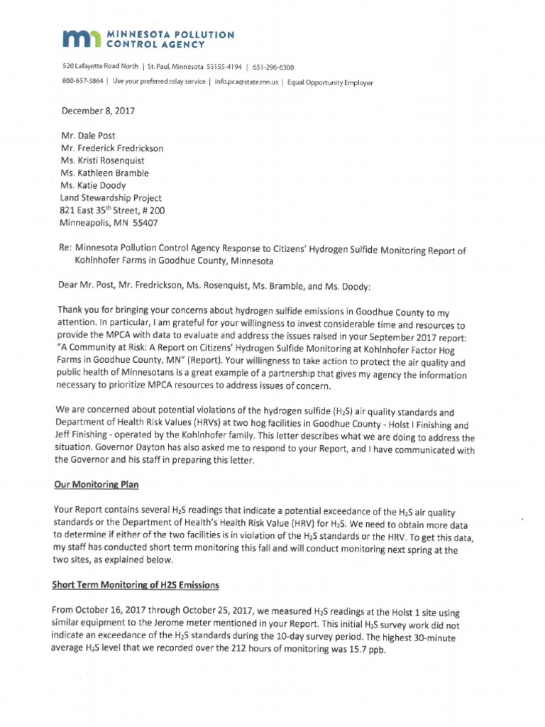 MPCA Continuous Monitor Letter PDF