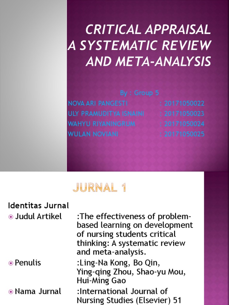 critical appraisal presentation example