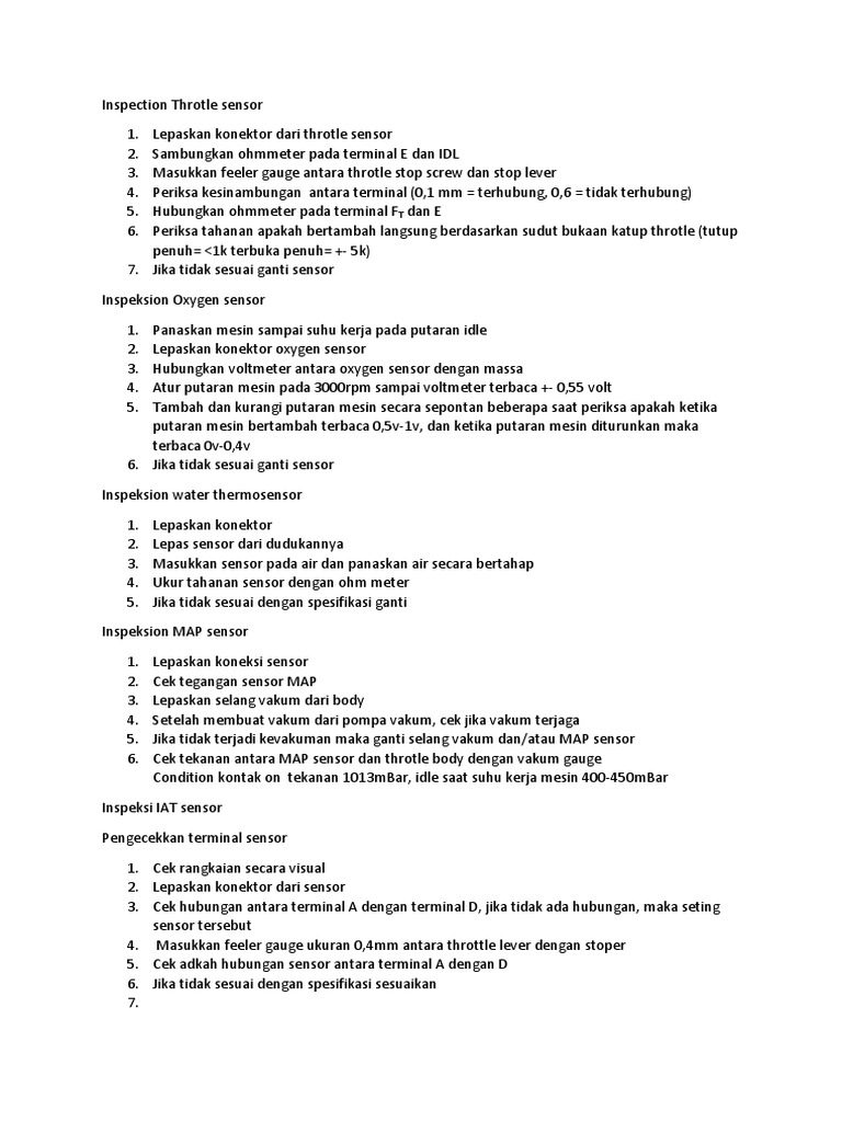 Panduan Inspeksi Sensor Mobil | PDF | Teknologi & Rekayasa