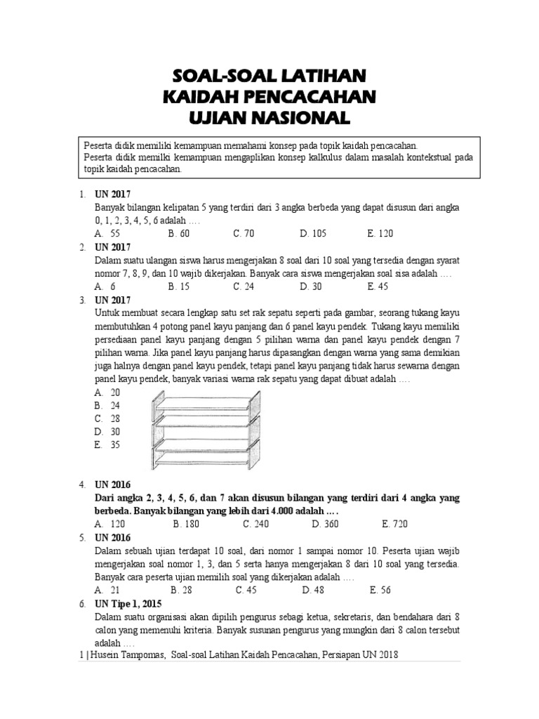 Contoh Soal Kaidah Pencacahan
