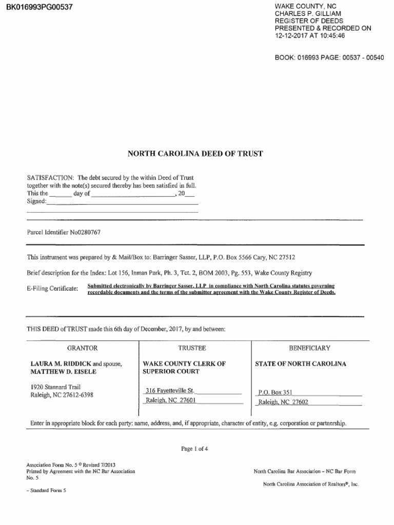 Riddick Laura Deed of Trust Filing | PDF
