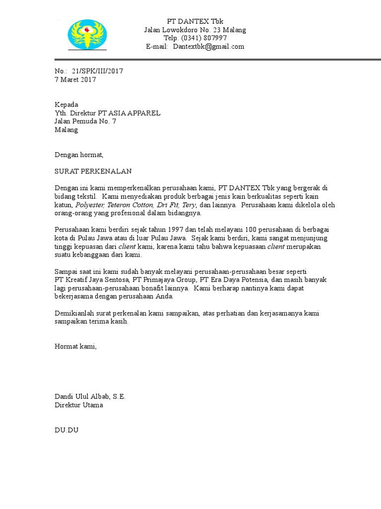 Surat Perkenalan Pdf