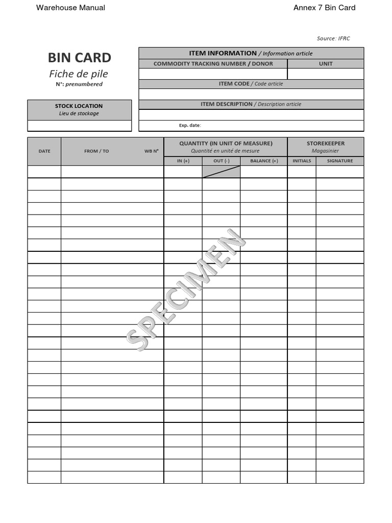 Log 2 6 Warehouse Template Bin Card Ifrc