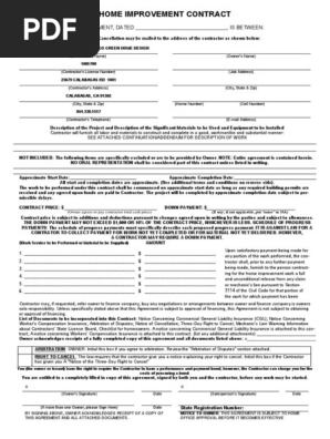 Home Improvement Contract