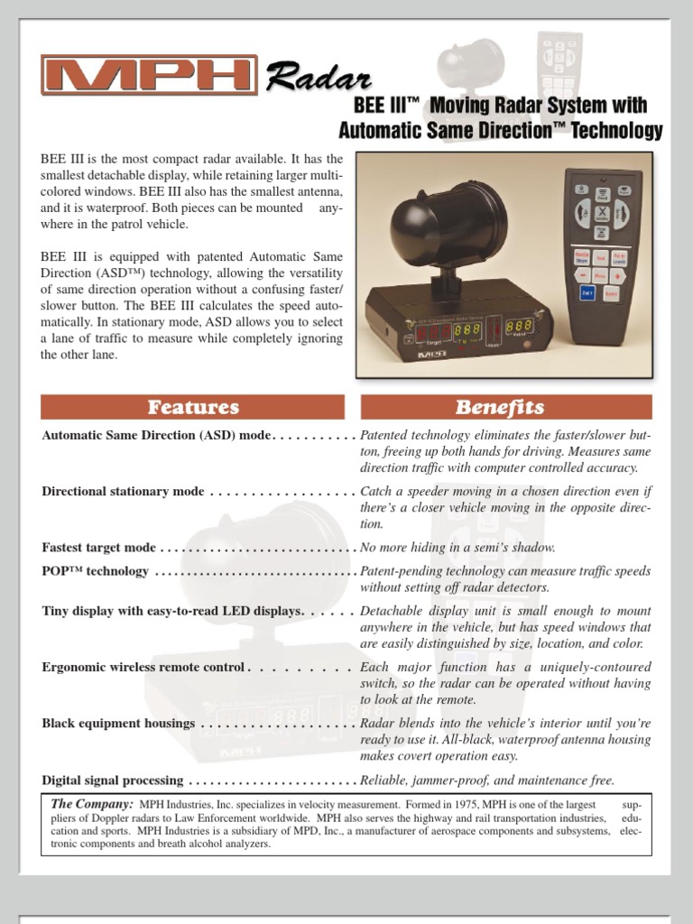 Bee III Radar Trafic Auto PDF Radar Traffic