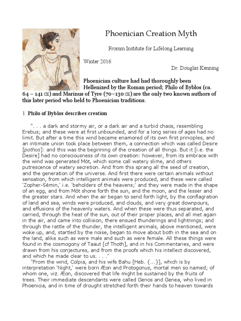 Phoenician Creation Myth Explained | PDF | Phoenicia | Mythology