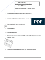 Quadrados Perfeitos e Raiz Quadrada Exercícios