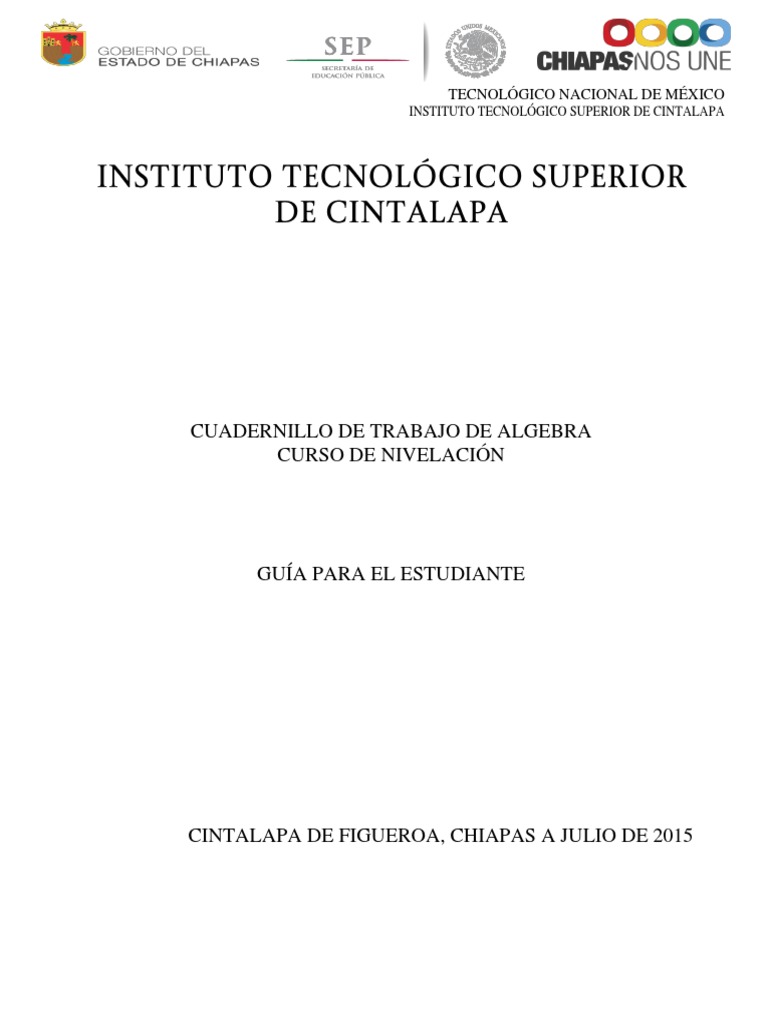 Cuadernillo de Álgebra PDF | PDF | Sustracción | Soporte