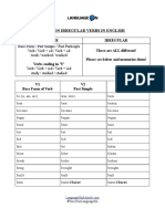 Language On Schools - English Irregular Verbs List PDF