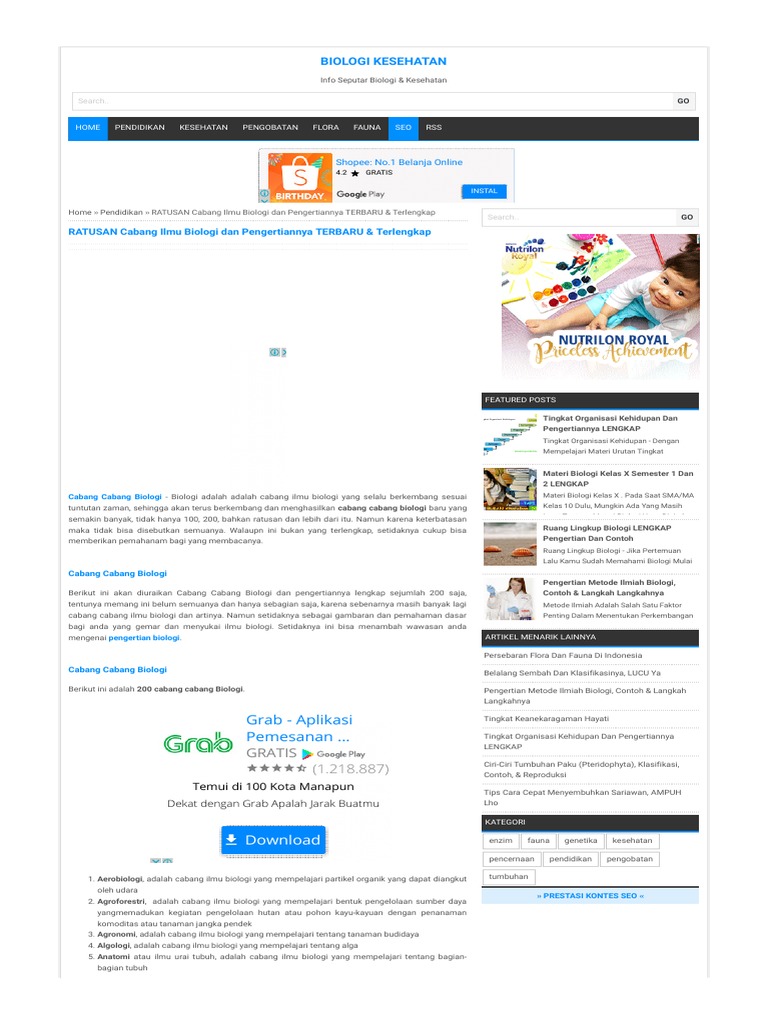 Cabang Cabang Biologi Html Pdf