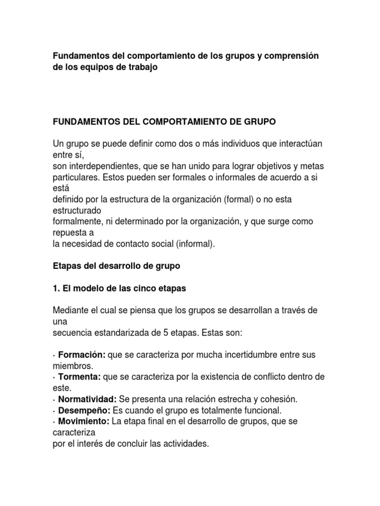 Comportamiento en Grupos | PDF | Grupo de trabajo | Comportamiento